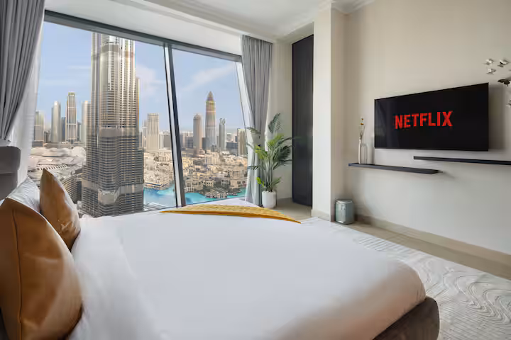 Burj Vista: Bedroom one, the view from the bed