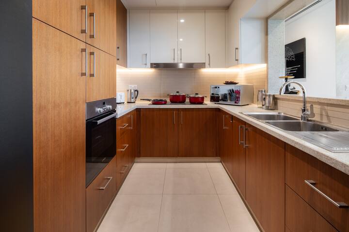Vida Residences: The kitchen from the door